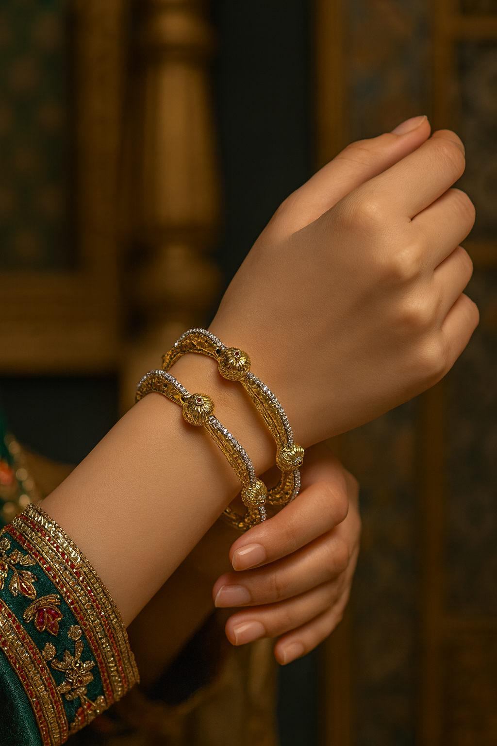 Haseen Ruby Studded Bangles