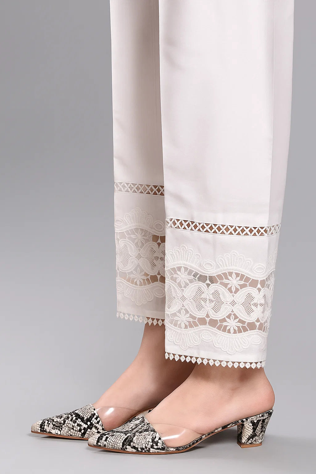 Cotton Lacework Straight Pants