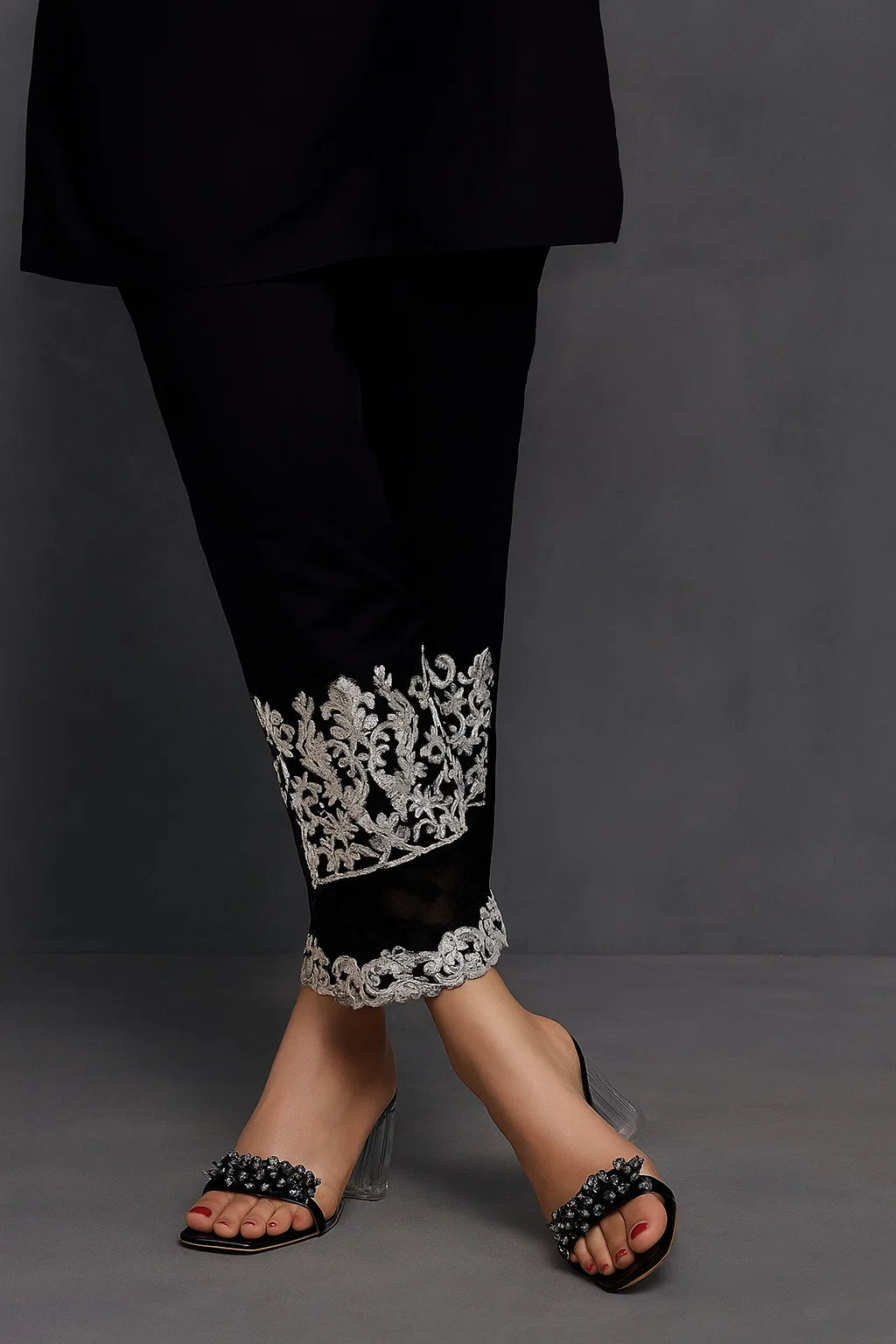 Cotton Lacework Straight Pants