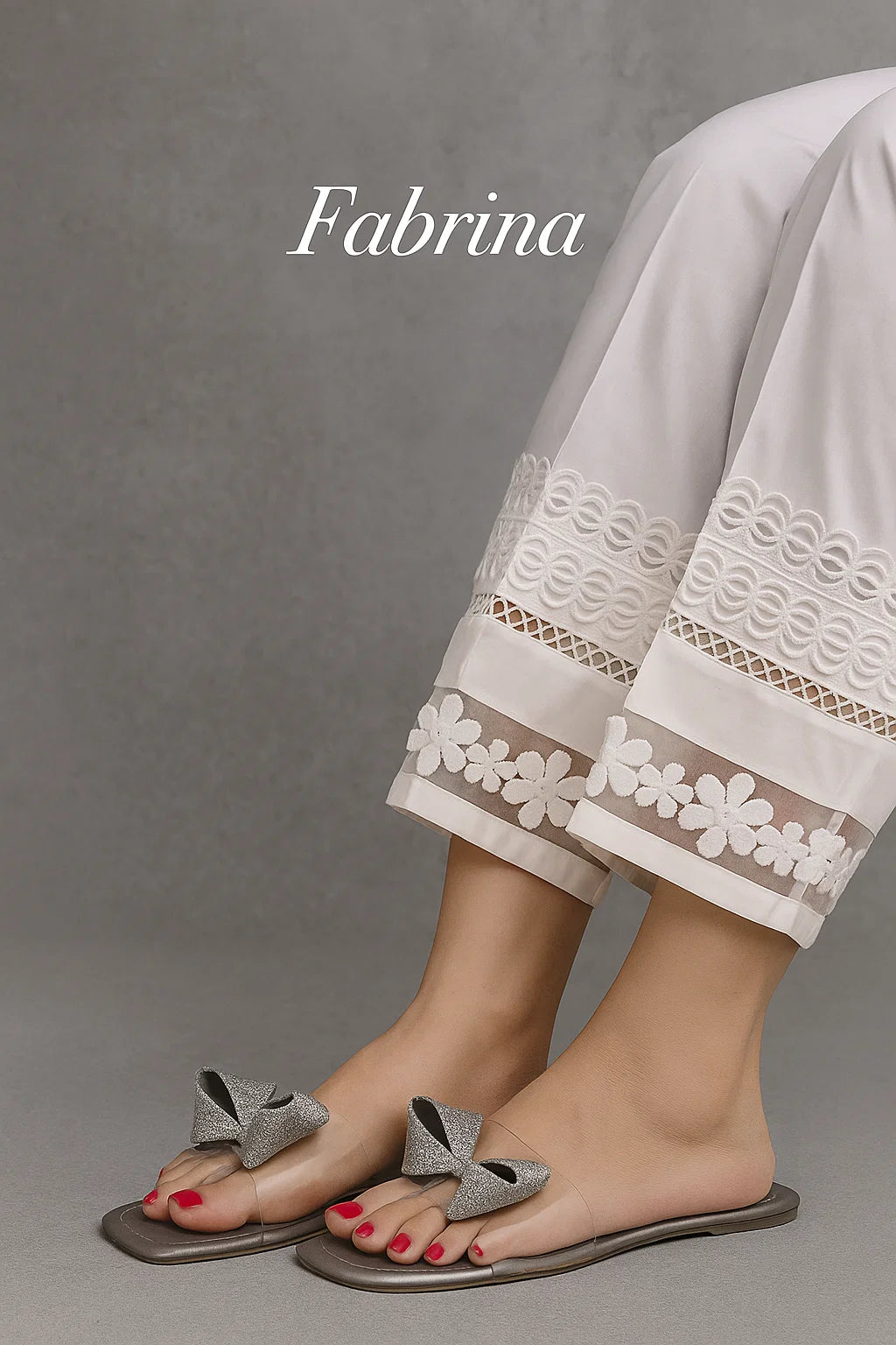 Cotton Lacework Straight Pants