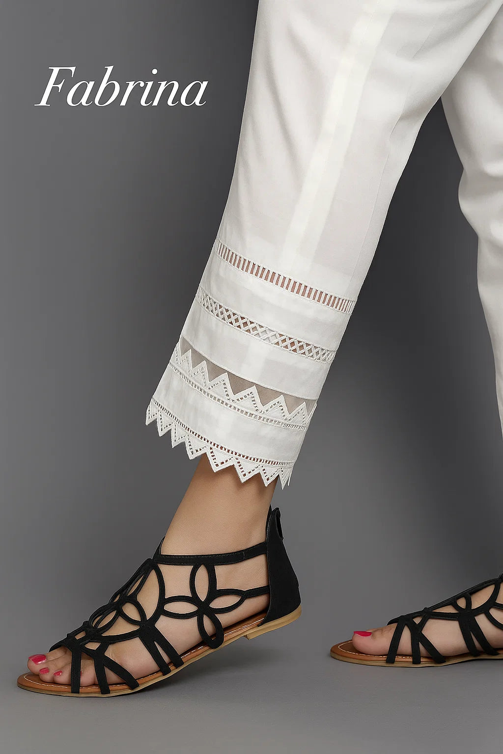 Cotton Lacework Straight Pants