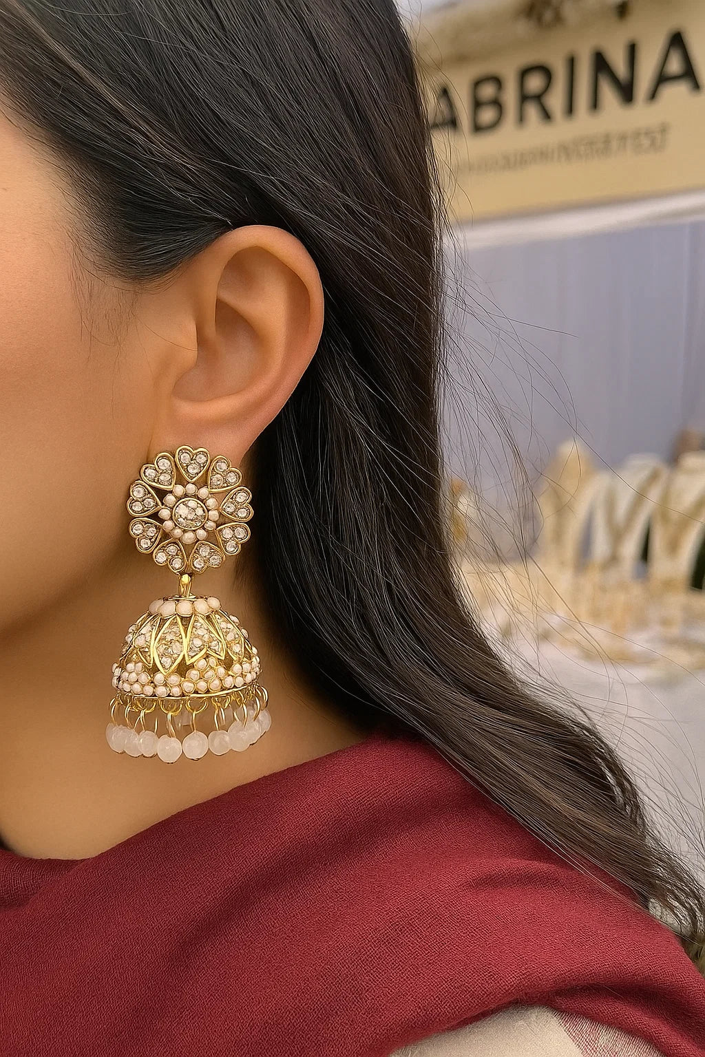Pink Rose Jhumka
