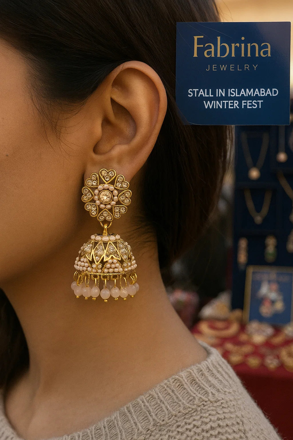 Pink Rose Jhumka