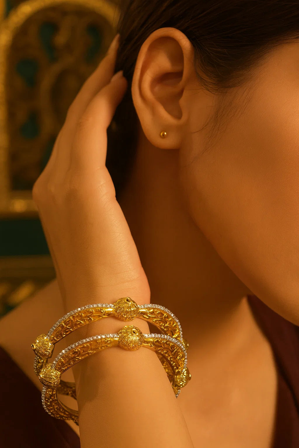 Champagne Stone Studded Haseen Bangles